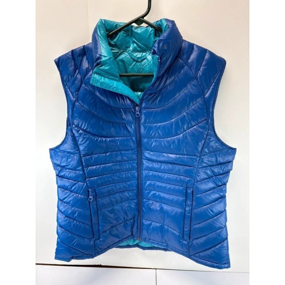 Bernardo Women's XL Goose Down Puffer Vest Royal Blue Teal Accent Full Zip